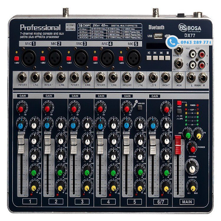 MIXER BOSA DX77 BLUETOOTH TÍCH HỢP MICRO